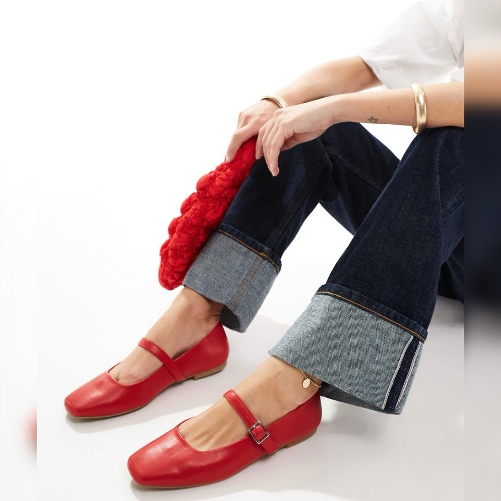 ASOS DESIGN Lottie Mary Jane ballet flats in red